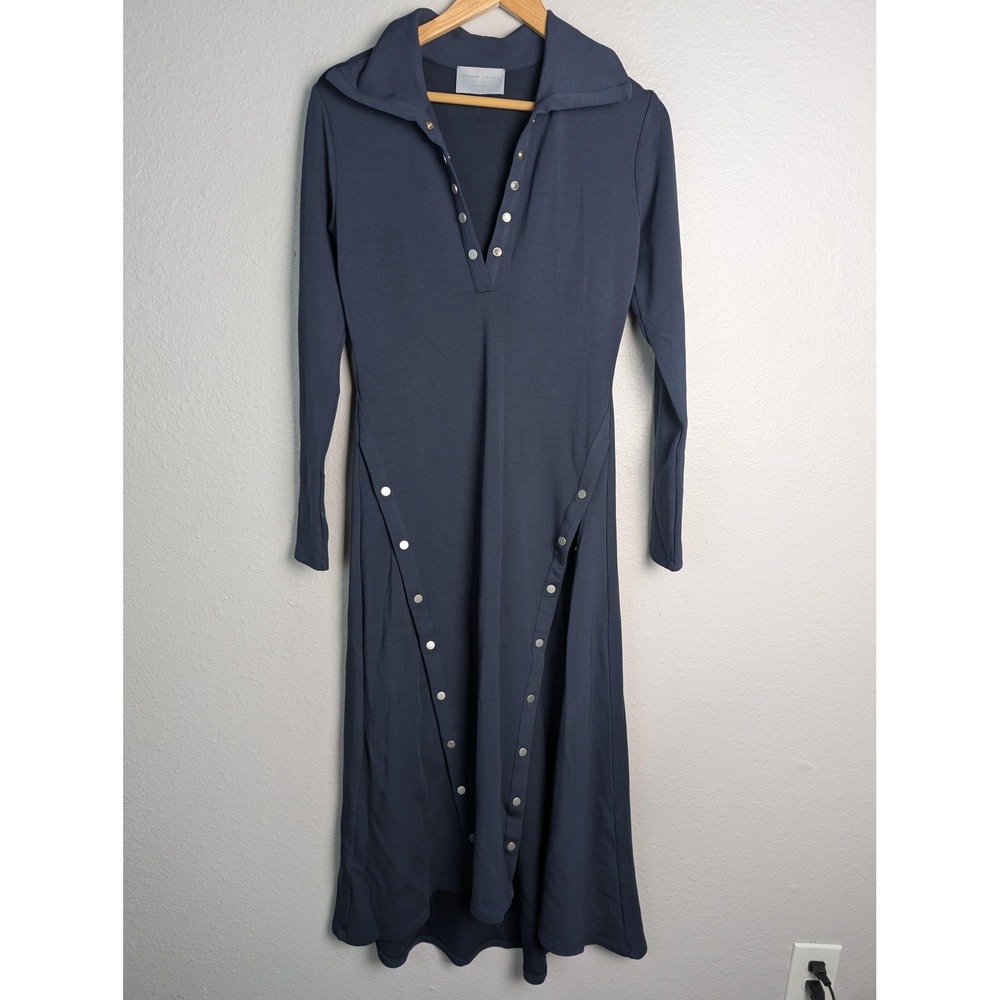 Modern Citizen Dress Womens M Blue Long Maxi Shirt Dress Collared Snap